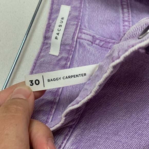 Pacsun womens size 30 baggy carpenter lilac jeans purple wide leg basic grunge - Picture 4 of 11